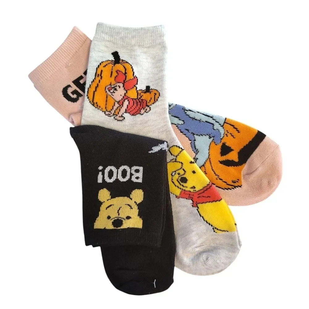 Disney Winnie The‎ Pooh Halloween 3 Pack Crew Socks NWT